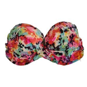 Smart And Sexy Swim Twist Front Bandeau Bikini Top Size 38D Neon Underwire